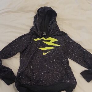 Nike Kids Black Hoodie with Bright Yellow Design